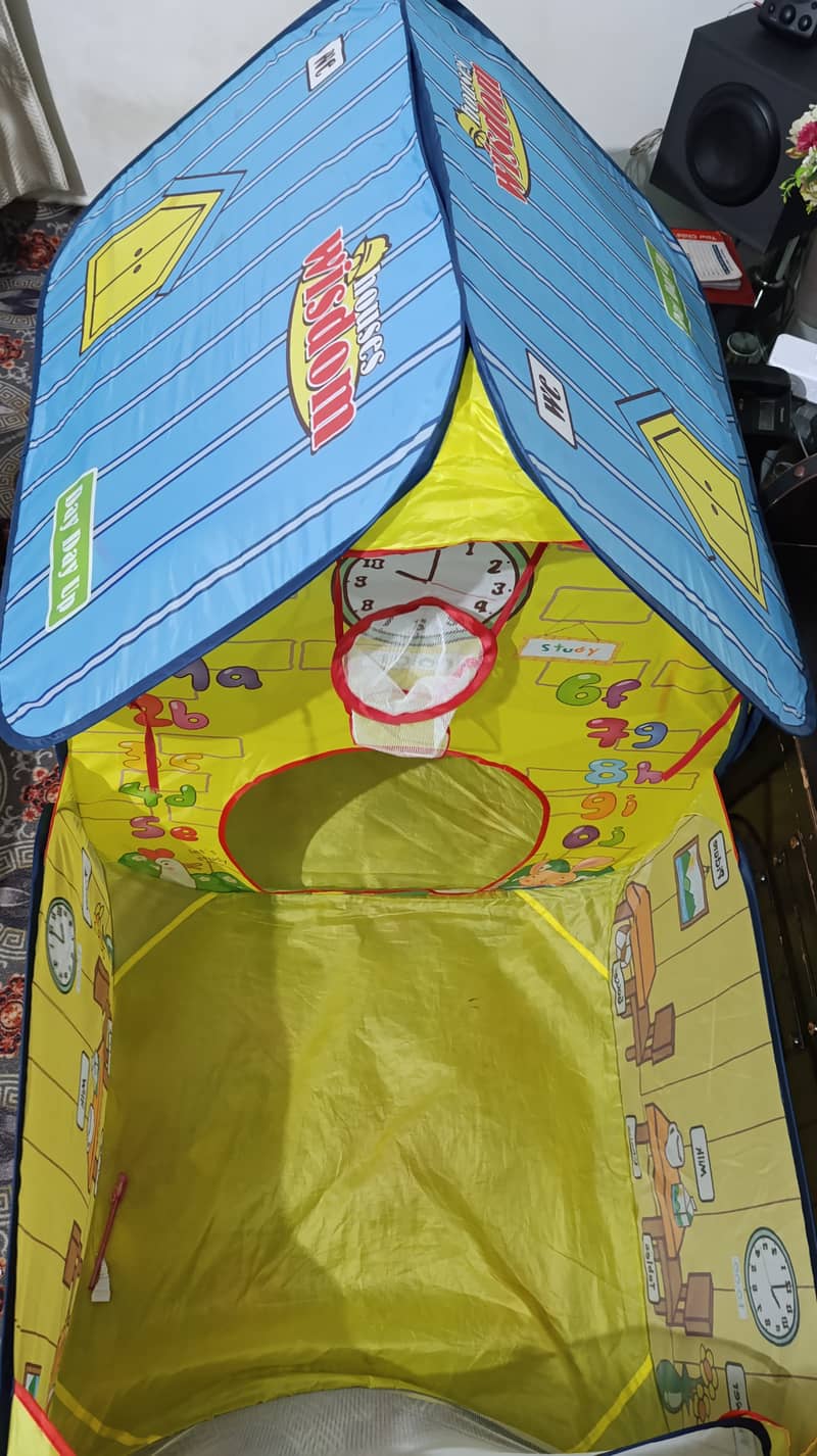 Wisdom House Yellow Pop Up Tent with Hoop and Ball Pit - 6 ft approx 3