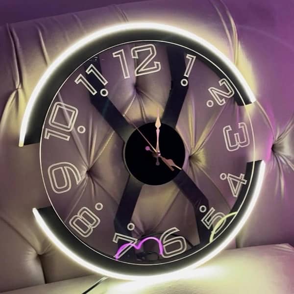 Ambient neon light wall clock 0