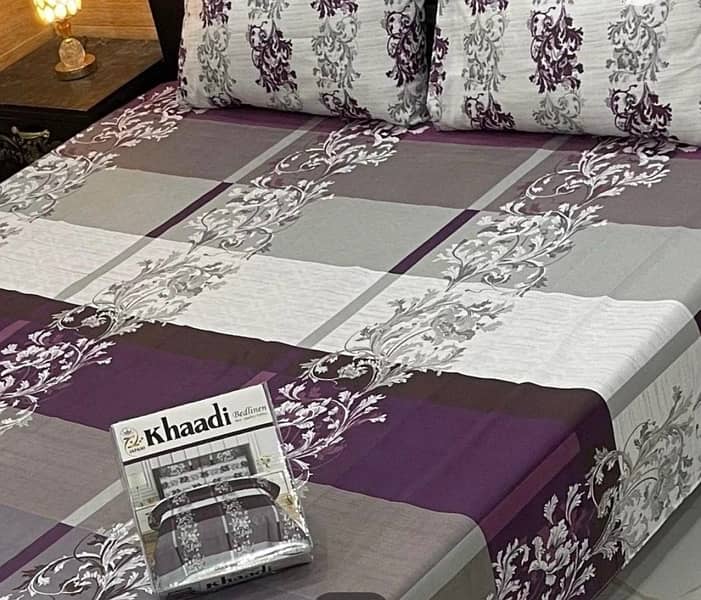 3 Pcs Cotton Salonica Printed Double Bedsheet 2