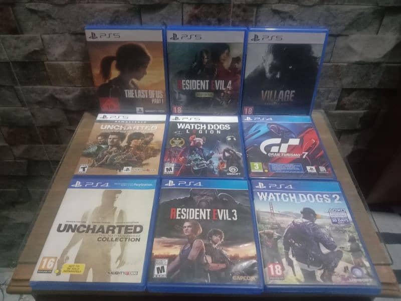 Resident 3,4,8,Last Of Us,GranTurismo,Uncharted,Watch Dogs,Ps4,Ps5 0