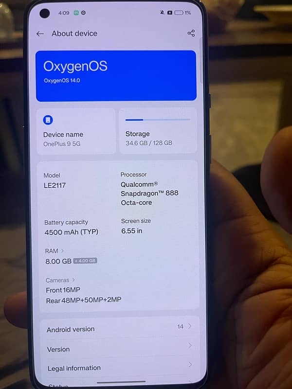 One plus 9  Global model 5g single sim approved 8/128gb 6