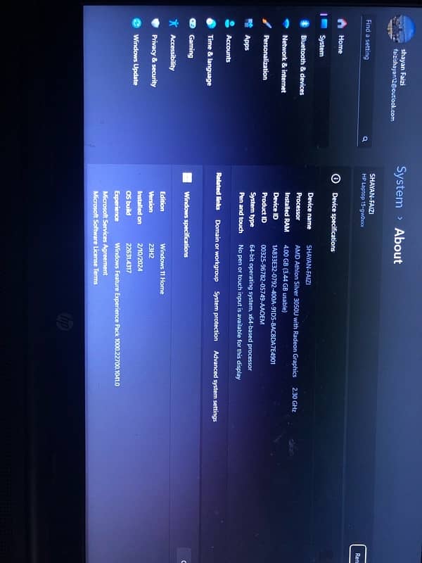 hp Amd Athlon silver 3050U with Radeon Graphics 6
