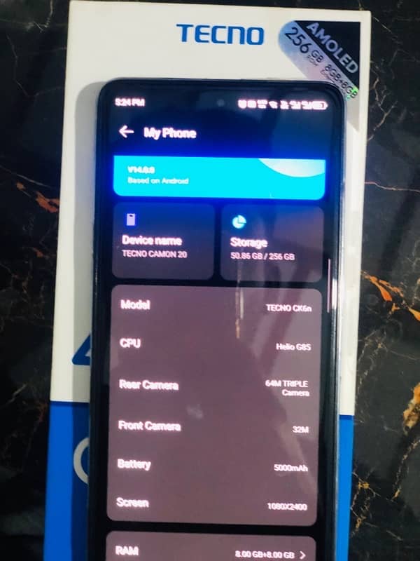 Tecno Camon 8+8 GB Ram 256GB Memory 2