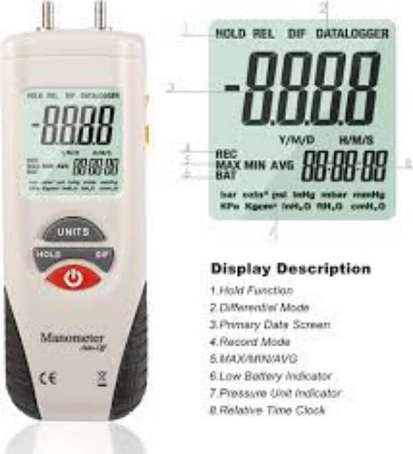 Ht-1890 High Performance Digital Manometer Handheld Digital humidifier 7