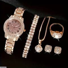 women's diamond artificial set Roman watch rose gold free delivery