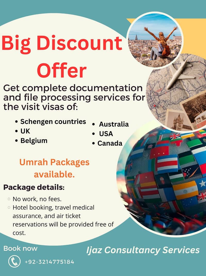 Visa Consultancy Services/visit visa/Umrah packages/study visa 0