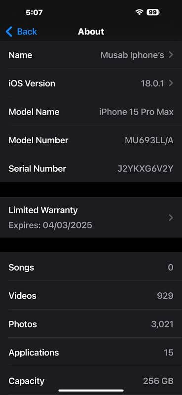 iPhone 15 Pro Max 256gb 12