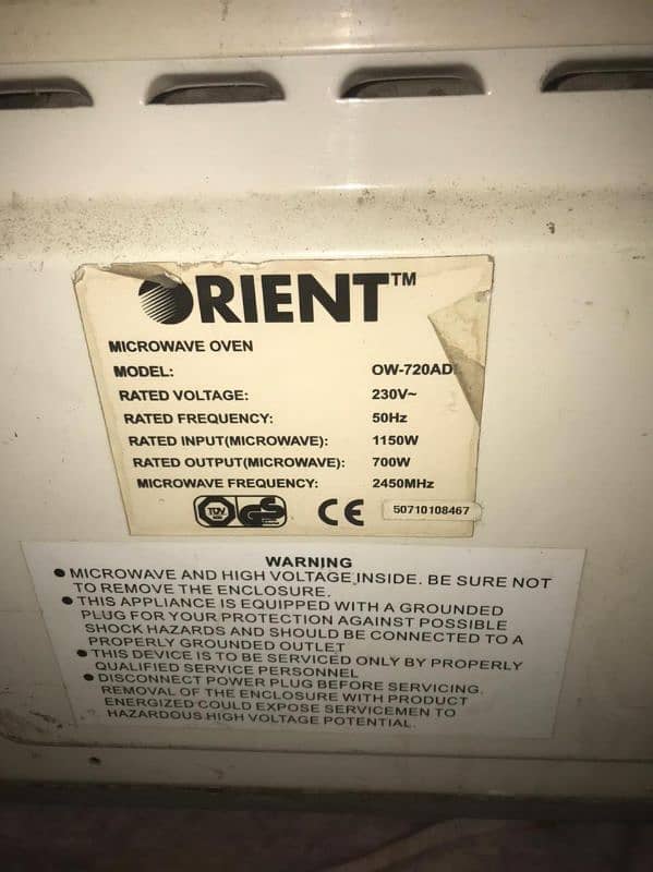 ORIENT MICROWAVE OVEN. 6