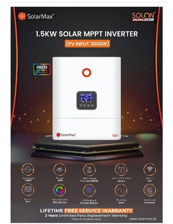 Solar Max 1.5kw Hybrid Solar Inverter 12V 1