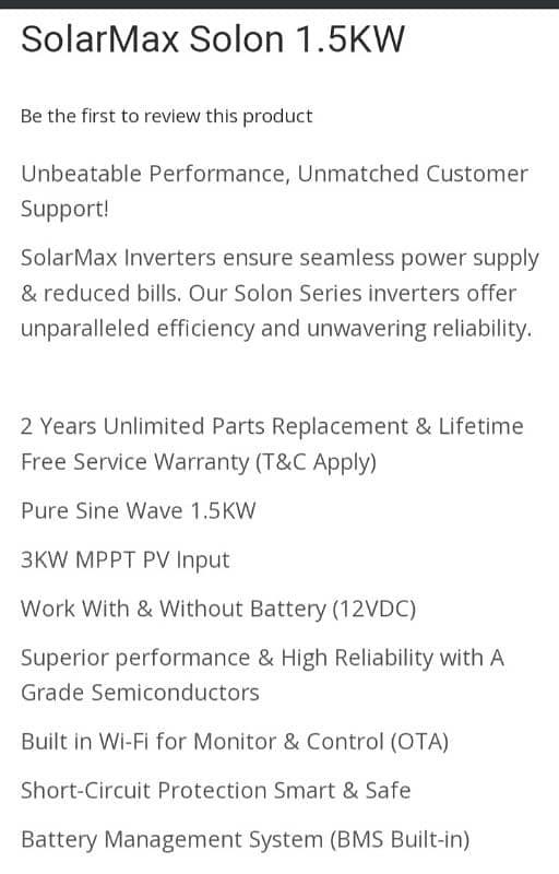 Solar Max 1.5kw Hybrid Solar Inverter 12V 3