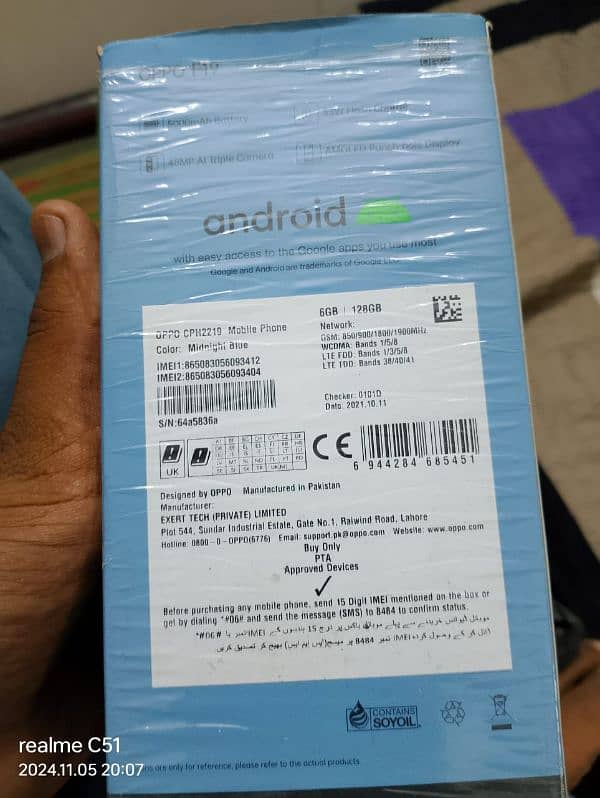 Oppo f19 Raam 6.128 complete box no any flute 10 by 10 condison 4