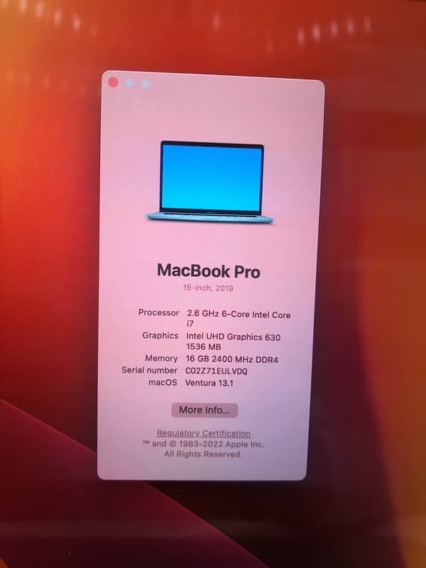 Apple Macbook 2019.15” for sale 8