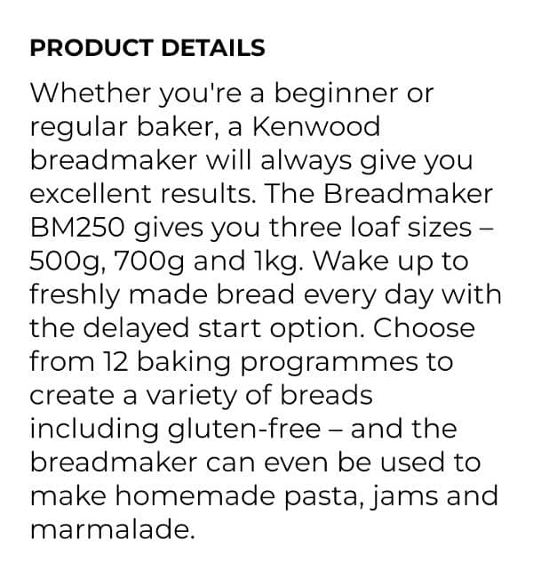 Kenwood BM250 Bread Maker 13