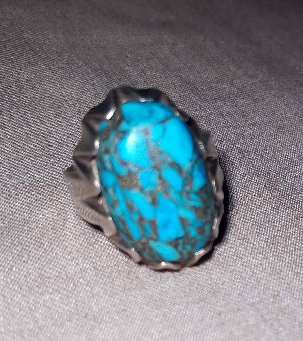 Natural Irani feroza stone hand made chandi ring Whatsapp 03094561420 2