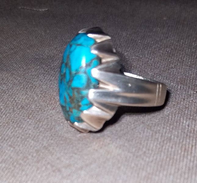 Natural Irani feroza stone hand made chandi ring Whatsapp 03094561420 3