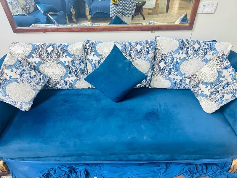 7 seater velvet sofa set 1