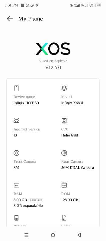 infnex new Mobile 8+8 128 storage 3