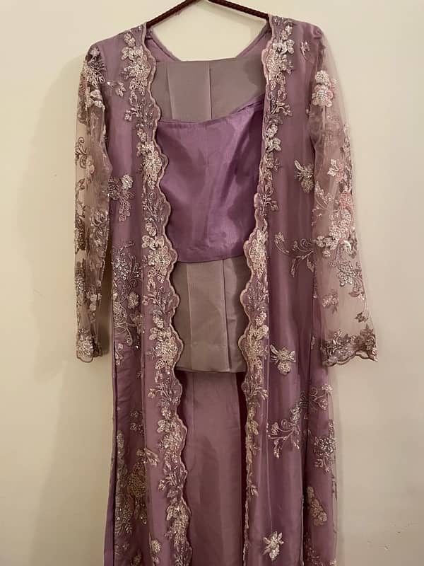 3pc Purple Sequence Net Gown 0