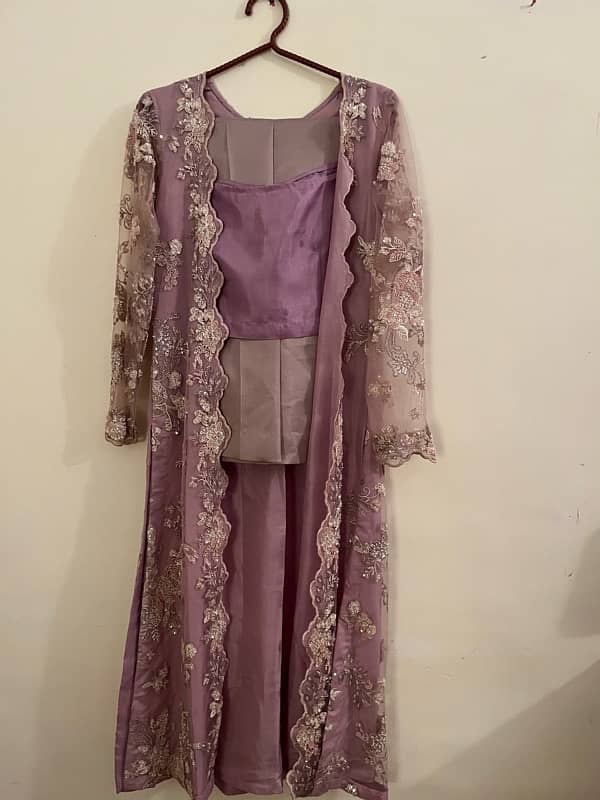 3pc Purple Sequence Net Gown 2