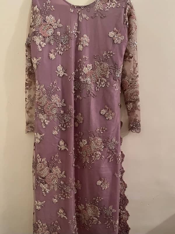 3pc Purple Sequence Net Gown 3