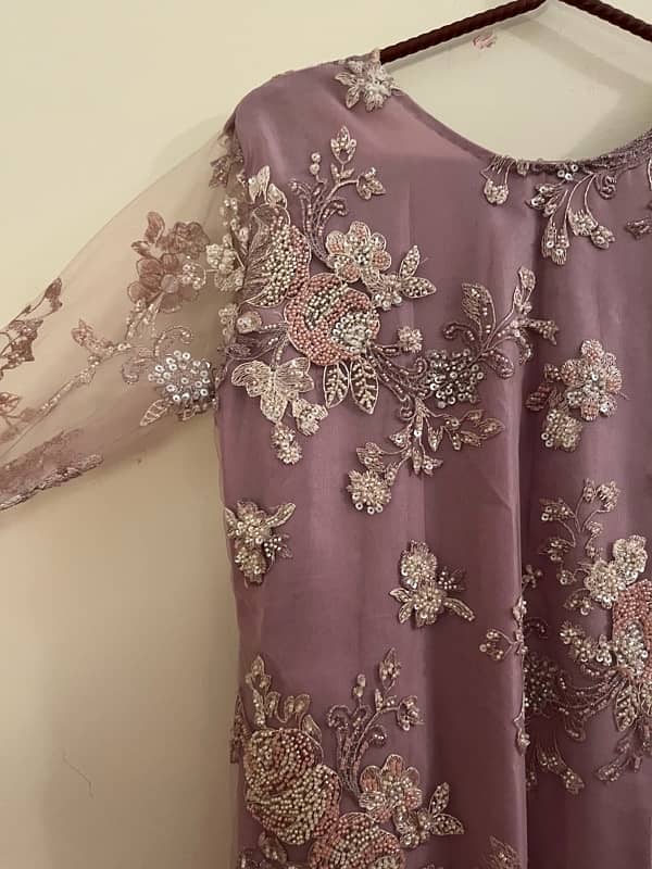 3pc Purple Sequence Net Gown 4