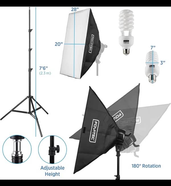 3 Point Light Fluorescent Studio Lighting Kit 1