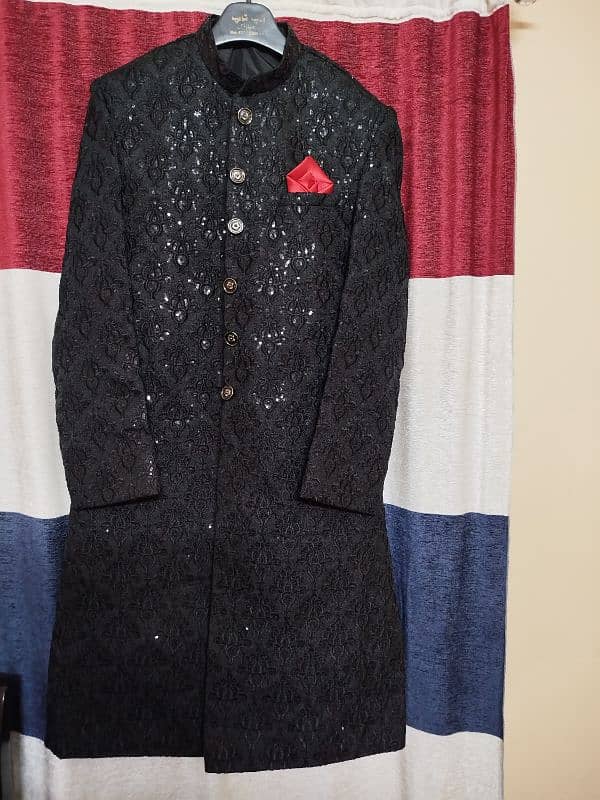 Dulha Black Sherwani with Kulla 0