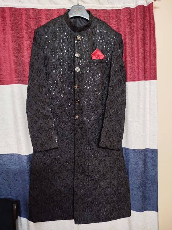 Dulha Black Sherwani with Kulla 1