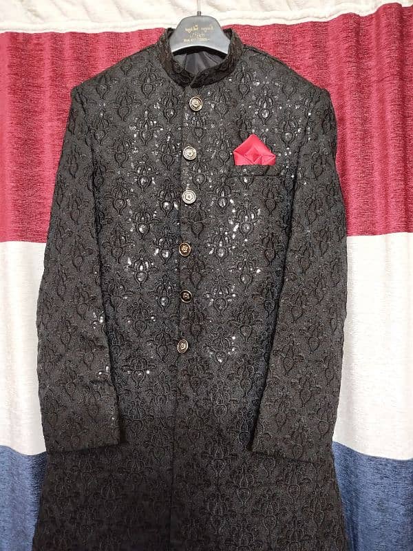 Dulha Black Sherwani with Kulla 2