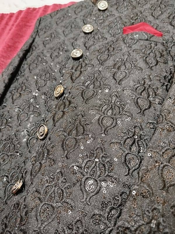 Dulha Black Sherwani with Kulla 4