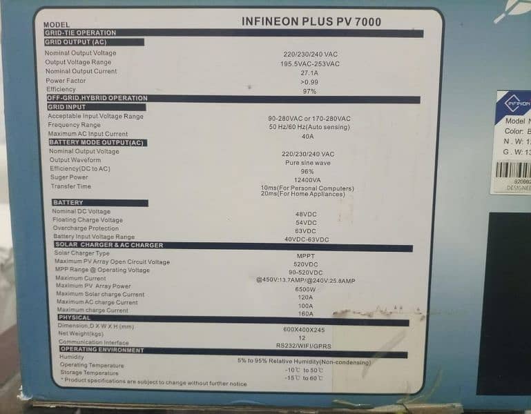 fronus hybrid solar inverter pv7000(0300/93/81/323) 7