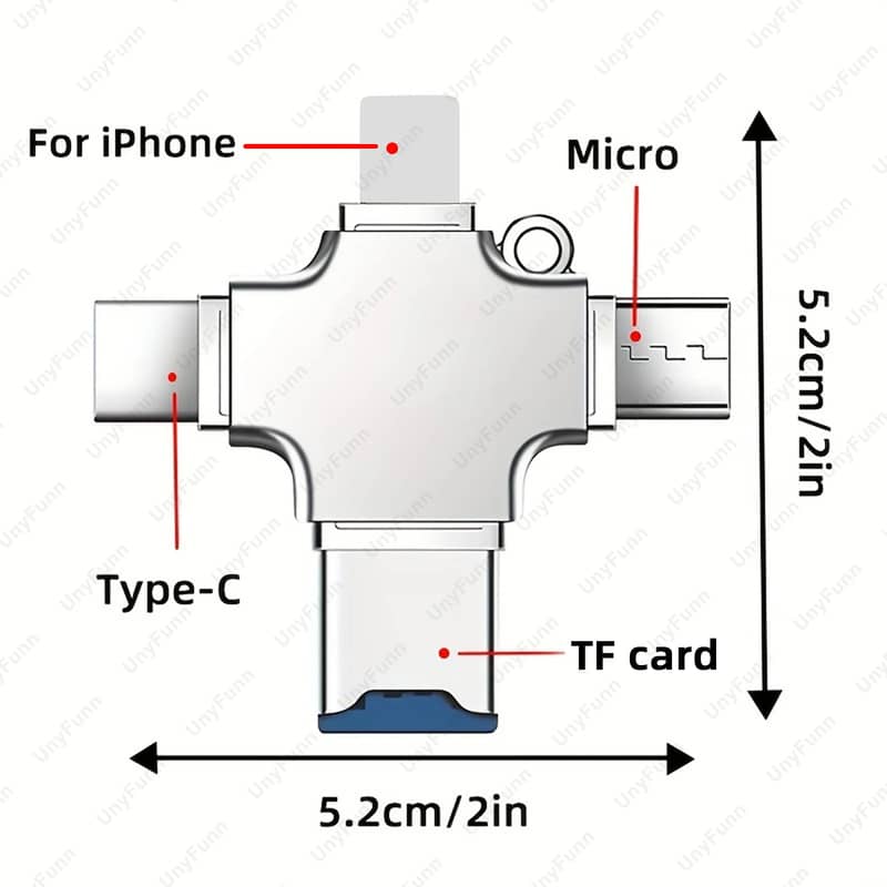 4 In 1 OTG Memory Micro SD Card Reader For IPhone Ipad Android Mac PC 2