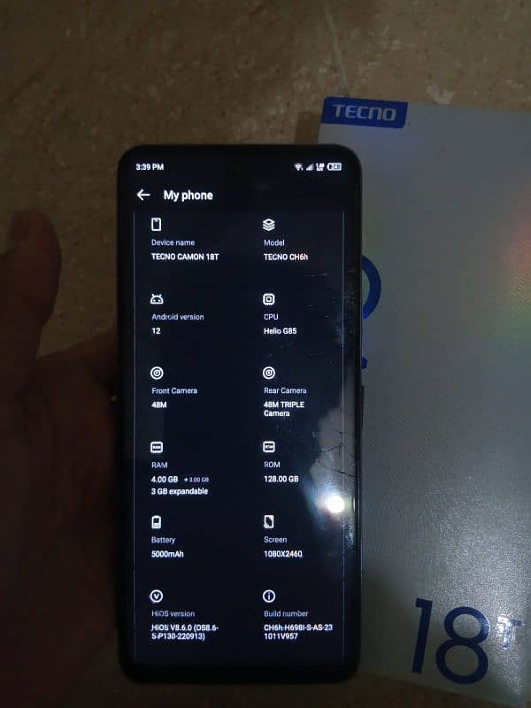 Tecno Camon 18t (6+128)GB with Box. . . For Sale 4