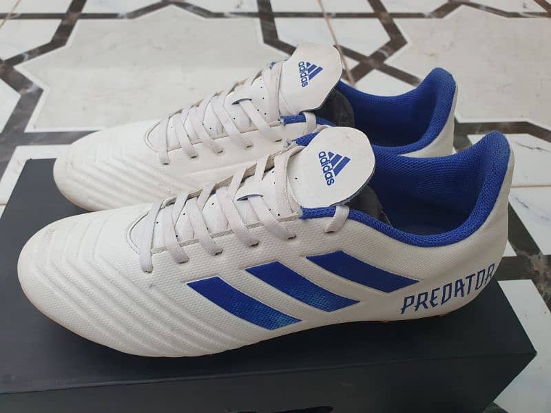 Adidas Predator White/Blue Cleats (Football Shoes) 1