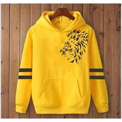 Yello Colour Hodie printed with loin face Multiple size home delivery