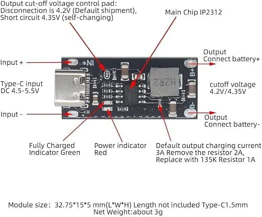 Type-C Lithium Battery Fast charging Module IP2312 3A in Pakistan 0