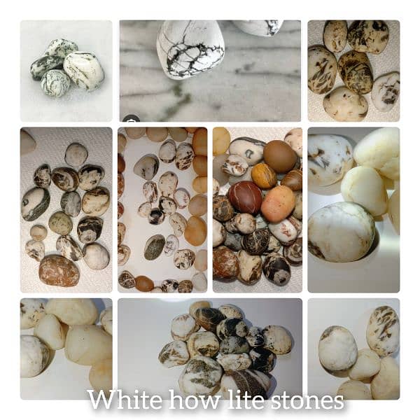 This are type of stones Read , Green, Agate, calcite, white how lite 3