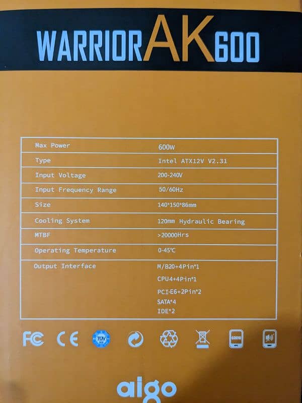 DarkFlash AIGO Warrior AK600 Power Supply. 6