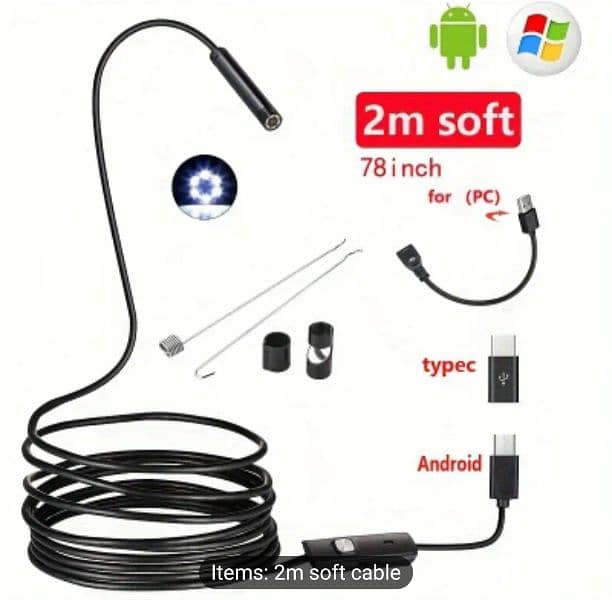 Endoscope Camera 78 inch length C type with usb and D type conveter 4