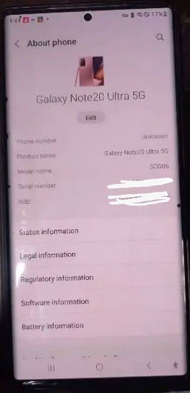 Note 20 ultra 12 256 Non pta dual sim ik physical sim dsri esim red ad 0