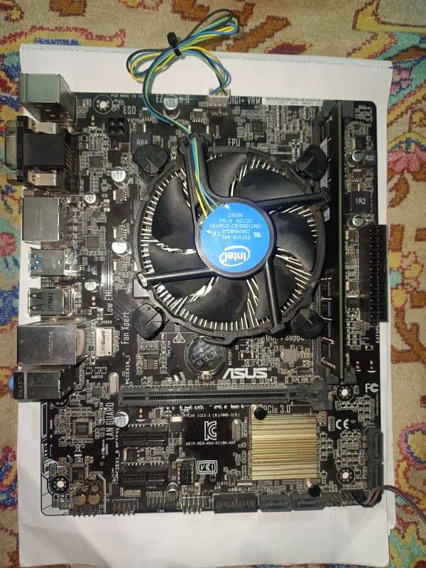 Asus motherboard (H110M) with processor and RAM 0