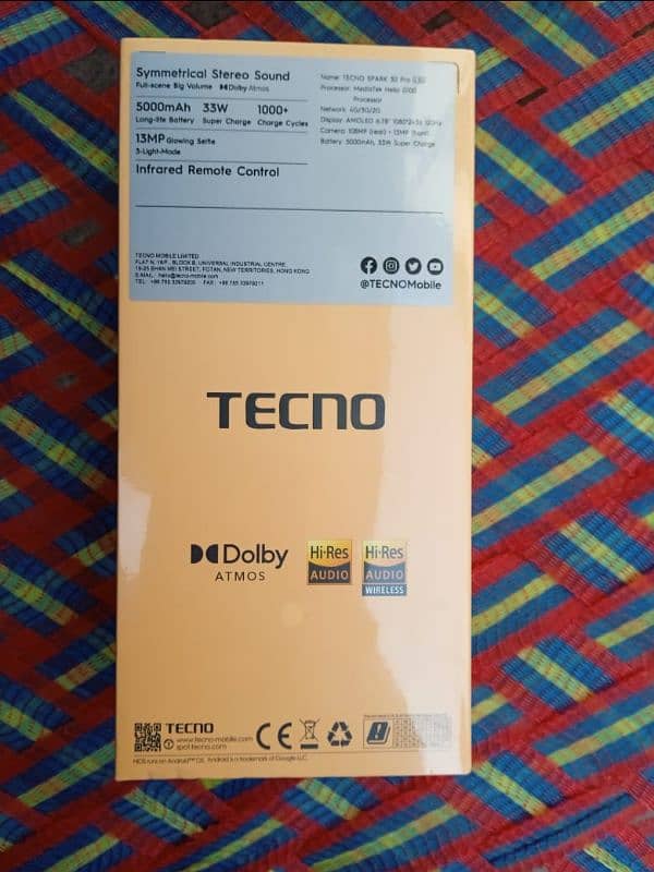 Tecno Spark 30 pro 8+8/128GB Box pack Non active 0/3/1/7/3/0/5/7/0/6/5 1