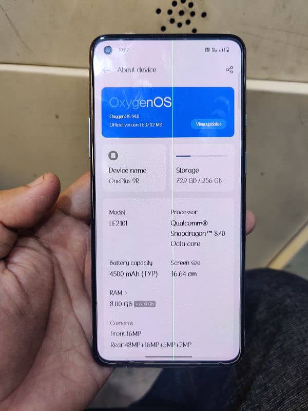 one plus 9R 8/256 minor line on display 0