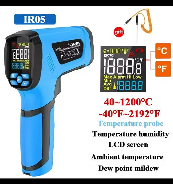 1600 degree LCD Digital Display Infrared Thermometer incubator Non-con — photo 3