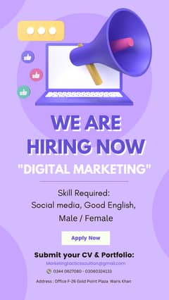 we are hiring for online marketing job ofice based male or female