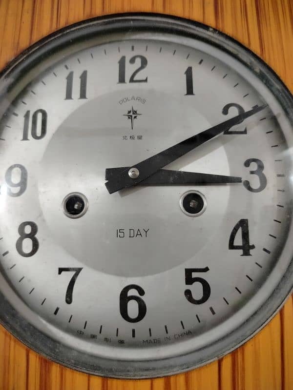 Antique 15 Days poris 1950 vintage wooden pendulum Wall clock brass 2