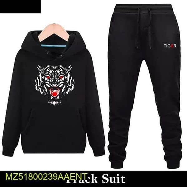 2 Pieces Men's Stitched Polyester Fleece Printed Track Suit 3