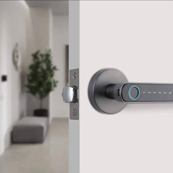 smart handle fingerprint electric security wooden door lock 2