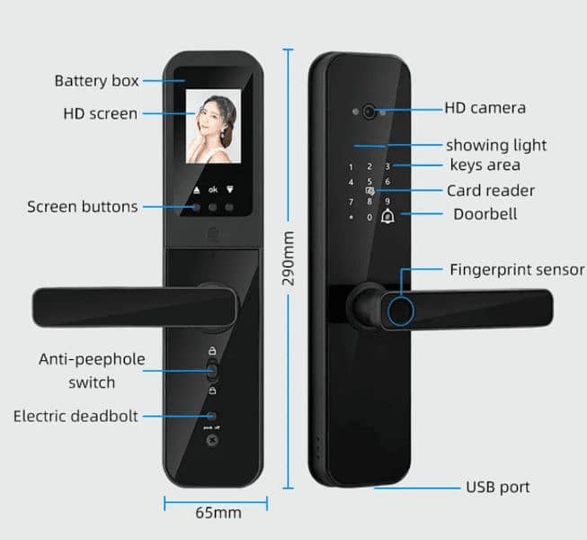 smart handle fingerprint electric security wooden door lock 3