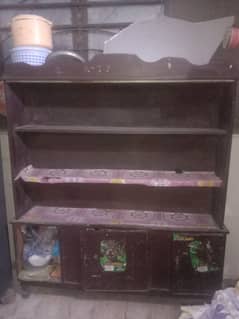 solid wood showcase without mirror for sale with 3 cupboards